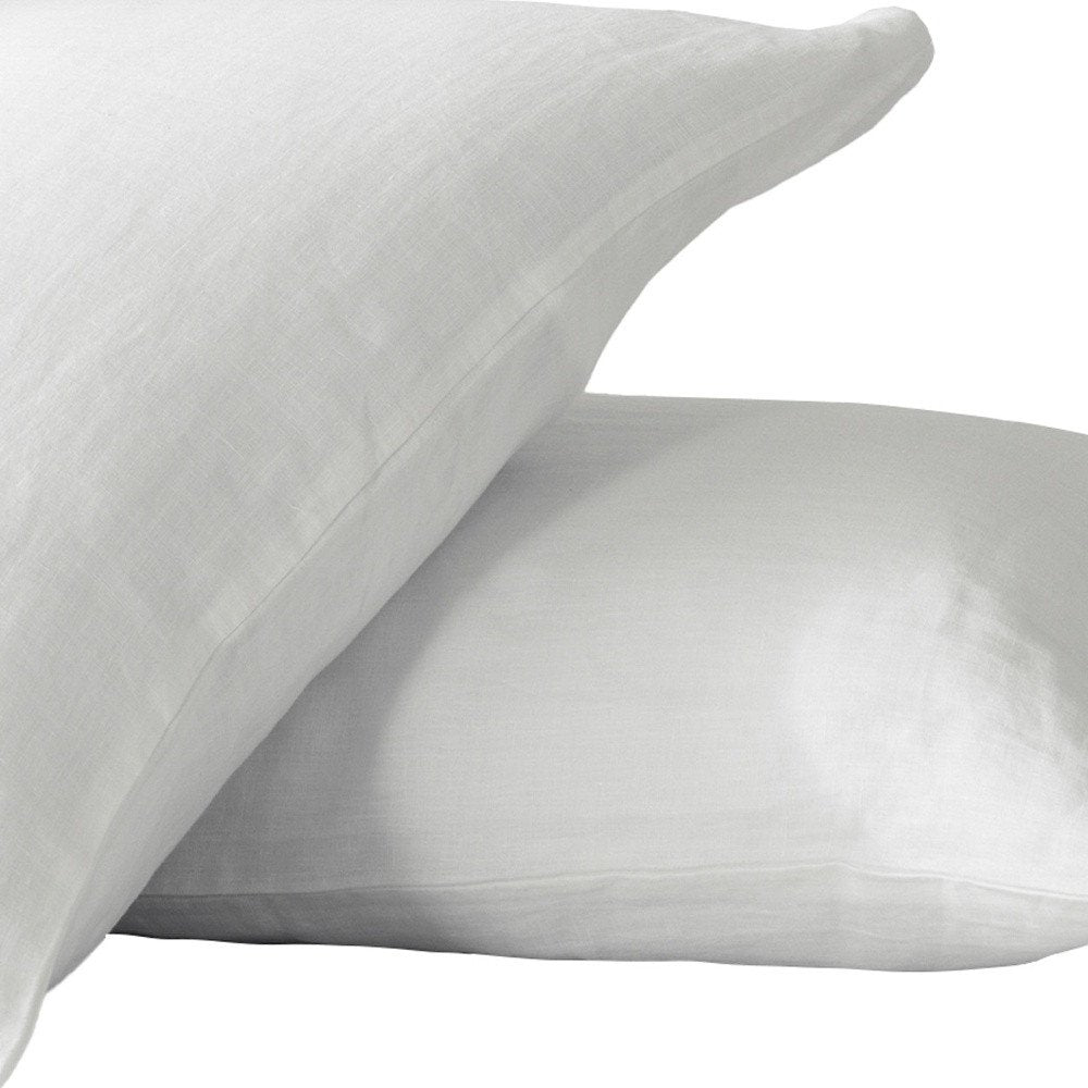 Set of Two Light Gray Linen King Pillowcases