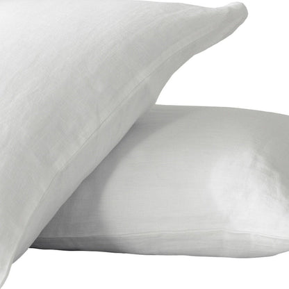 Set of Two Light Gray Linen King Pillowcases