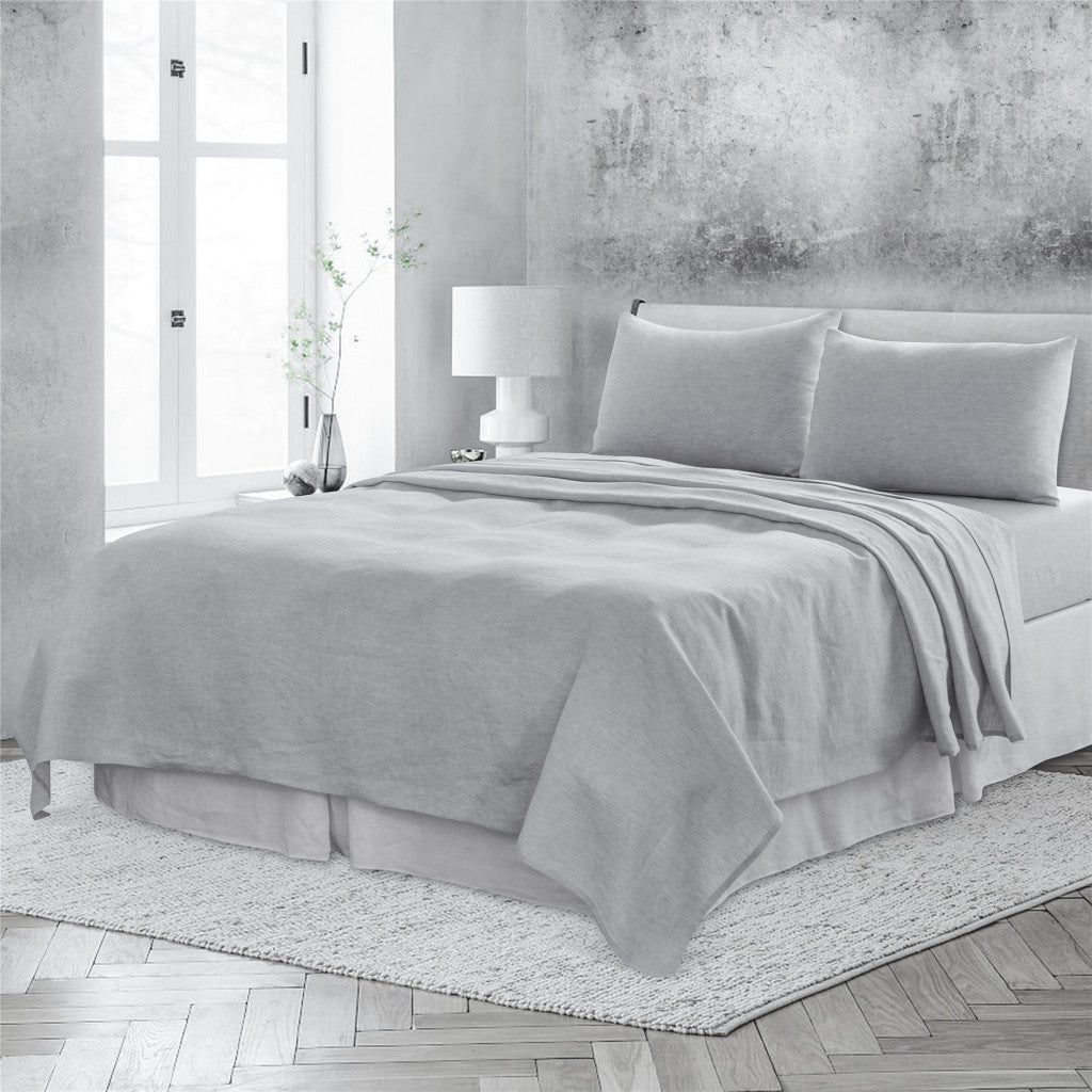 Four Piece Gray Linen Sheet Set