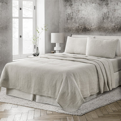 Four Piece Taupe Linen Queen Sheet Set