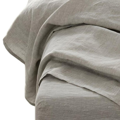 Four Piece Light Gray Linen Queen Sheet Set