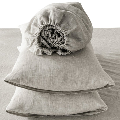 Four Piece Light Gray Linen California King Sheet Set