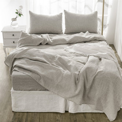 Four Piece Blue Linen California King Sheet Set