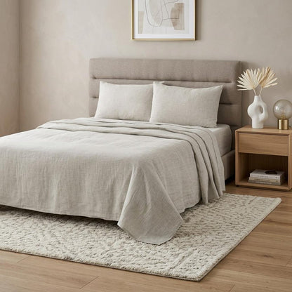 Four Piece Blue Linen California King Sheet Set