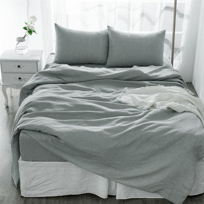 Four Piece Light Gray Linen California King Sheet Set