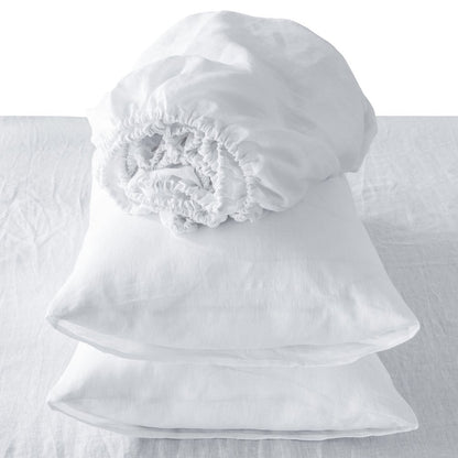 Four Piece Light Gray Linen California King Sheet Set