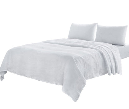 Four Piece Light Gray Linen California King Sheet Set