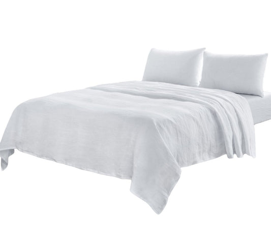 Four Piece Light Gray Linen Sheet Set