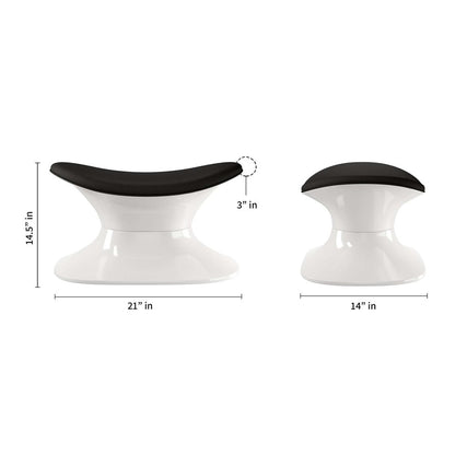 21" Black and White Wool And Fiberglass Contempo Footstool Ottoman