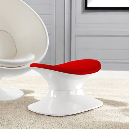 21" Red and White Wool And Fiberglass Contempo Footstool Ottoman