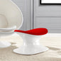 21" Red and White Wool And Fiberglass Contempo Footstool Ottoman