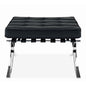 24" Black Genuine Leather and Silver Tufted Footstool Ottoman