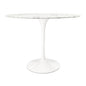 40" White Marble And Aluminum Pedestal Base Round Top Dining Table
