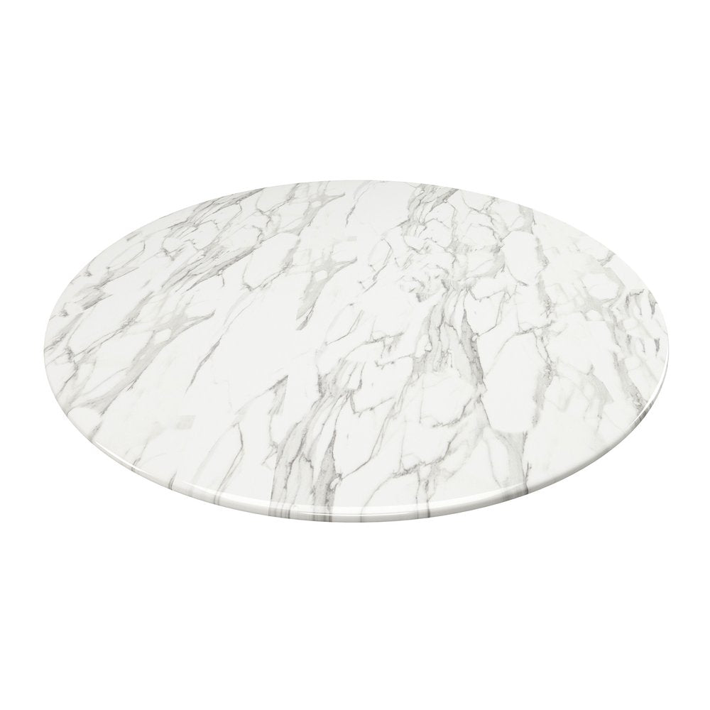 40" White Marble And Aluminum Pedestal Base Round Top Dining Table