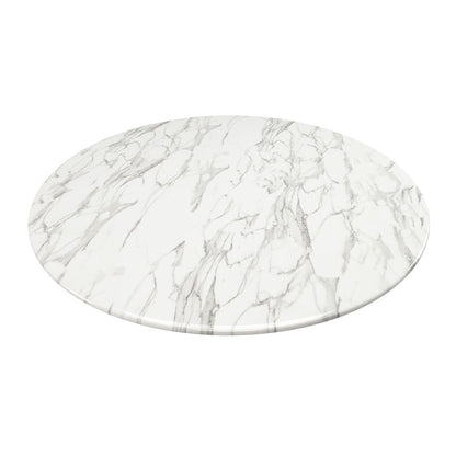 40" White Marble And Aluminum Pedestal Base Round Top Dining Table