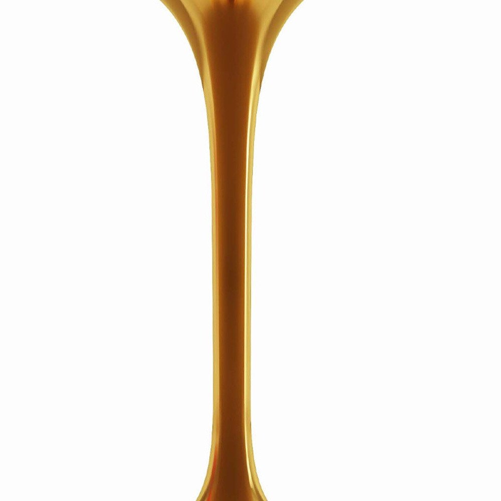 40" White And Gold Rounded Marble And Metal Pedestal Base Dining Table