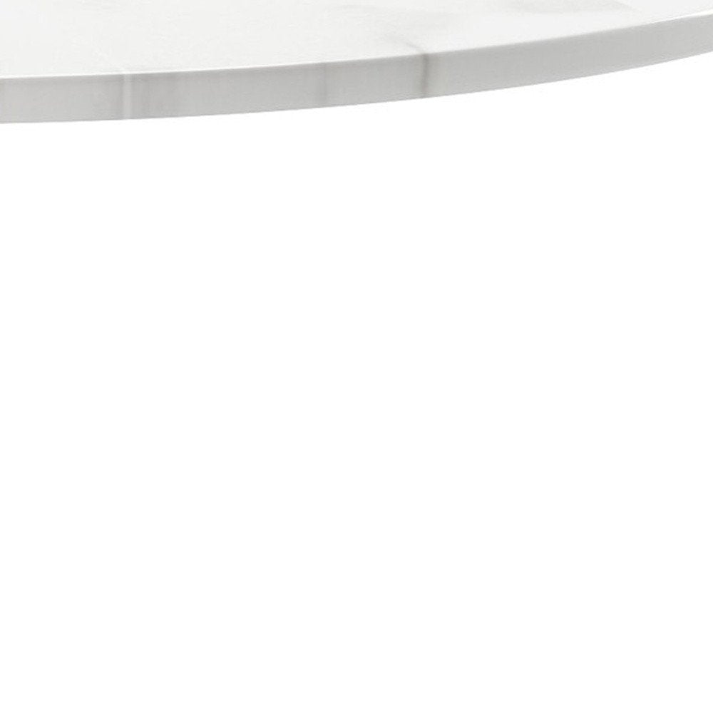 36" White Rounded Metal Pedestal Base Dining Table