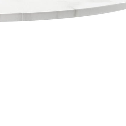 36" White Rounded Metal Pedestal Base Dining Table