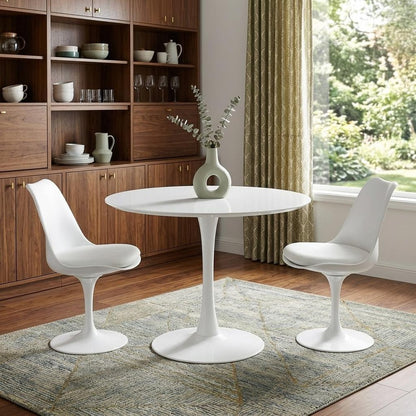 32" White Metal Dining Table