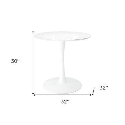 32" White Metal Dining Table