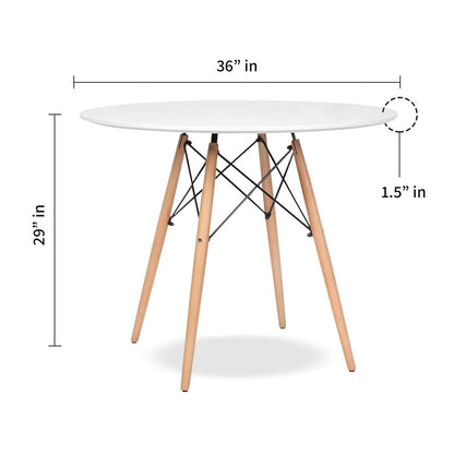 36" White And Natural Solid Wood Dining Table