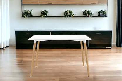 30" White And Natural Solid Wood Dining Table