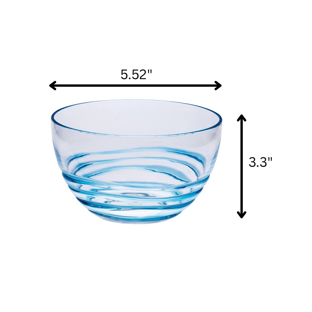 Clear and Blue Four Piece Swirl Acrylic Service For Four Bowl Set