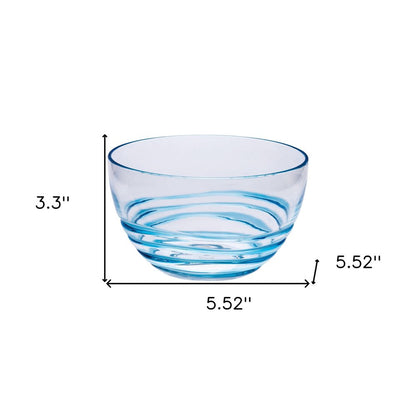 Clear and Blue Four Piece Swirl Acrylic Service For Four Bowl Set