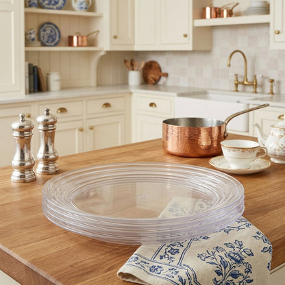 Clear Four Piece Round Swirl Acrylic Service For Four Salad Plate Set