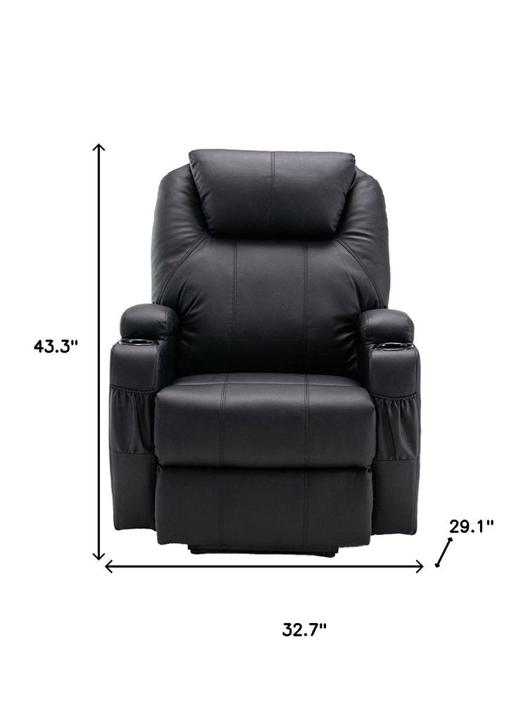 33" Black Power Heated Massage Lift Assist Recliner