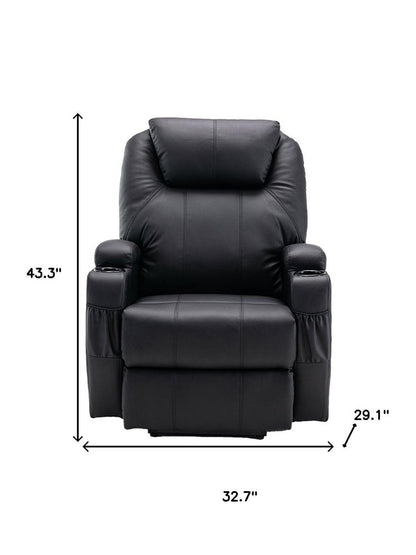 33" Black Power Heated Massage Lift Assist Recliner