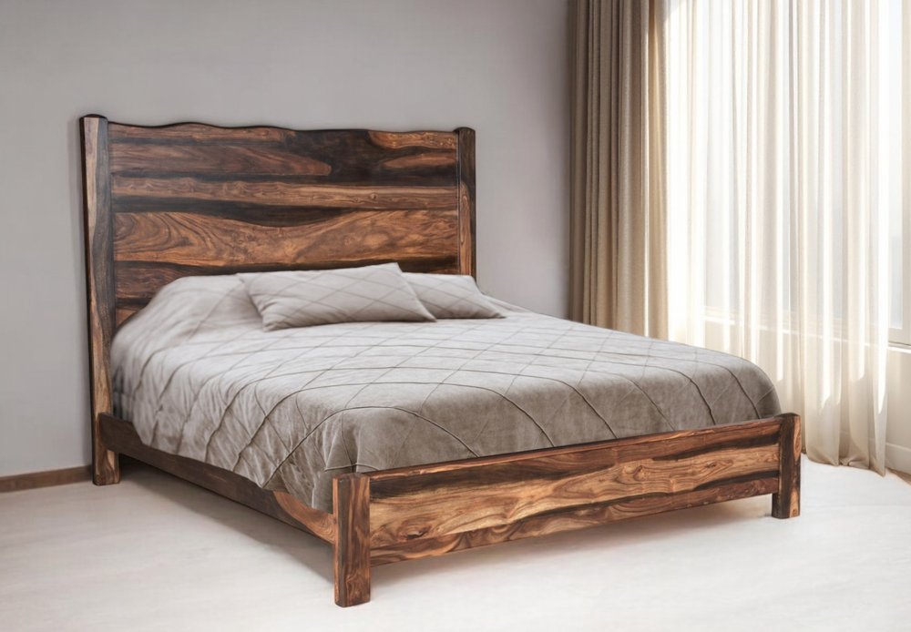 Walnut Live Edge Solid Wood King Bed Frame