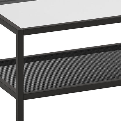 45" Clear And Black Glass And Steel Coffee Table With Shelf