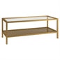 45" Gold Glass And Steel Coffee Table With Shelf