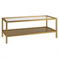 45" Clear And Gold Glass And Steel Coffee Table With Shelf