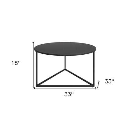 33" Black Steel Round Coffee Table