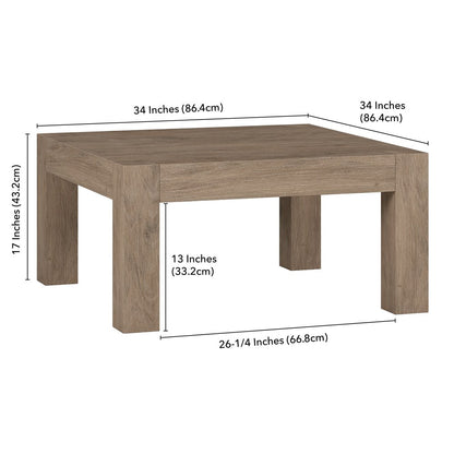 34" Gray Square Coffee Table