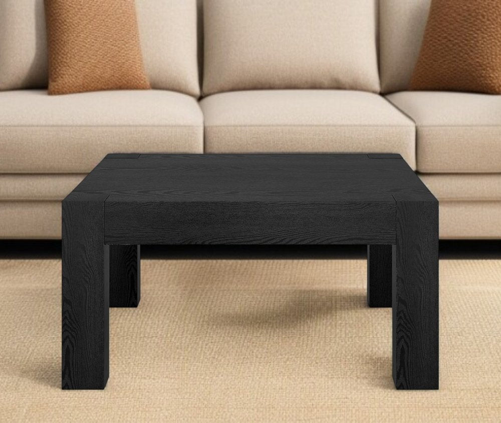 34" Black Wood Square Coffee Table