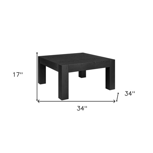 34" Black Wood Square Coffee Table