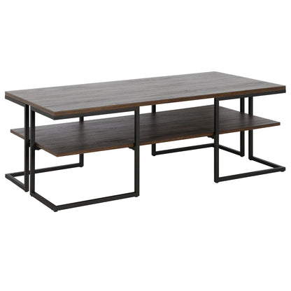 45" Black Steel Coffee Table With Shelf