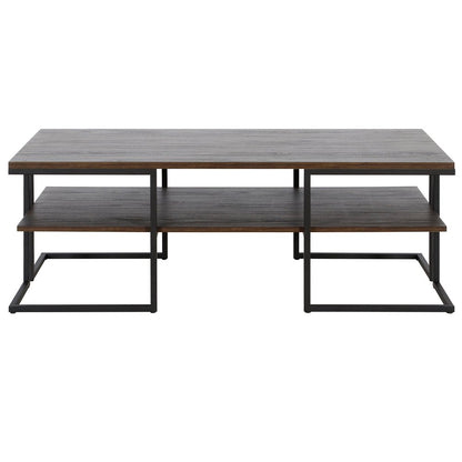 45" Black Steel Coffee Table With Shelf