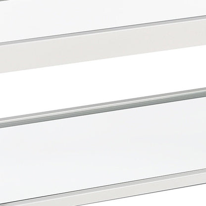 45" Clear Glass And White Steel Coffee Table With Shelf