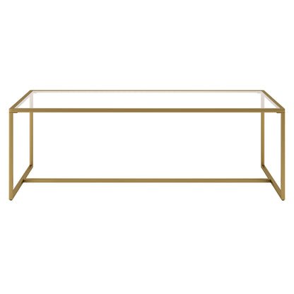 47" Gold Glass And Steel Coffee Table