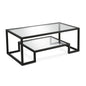 45" Clear And Black Glass And Steel Coffee Table With Shelf