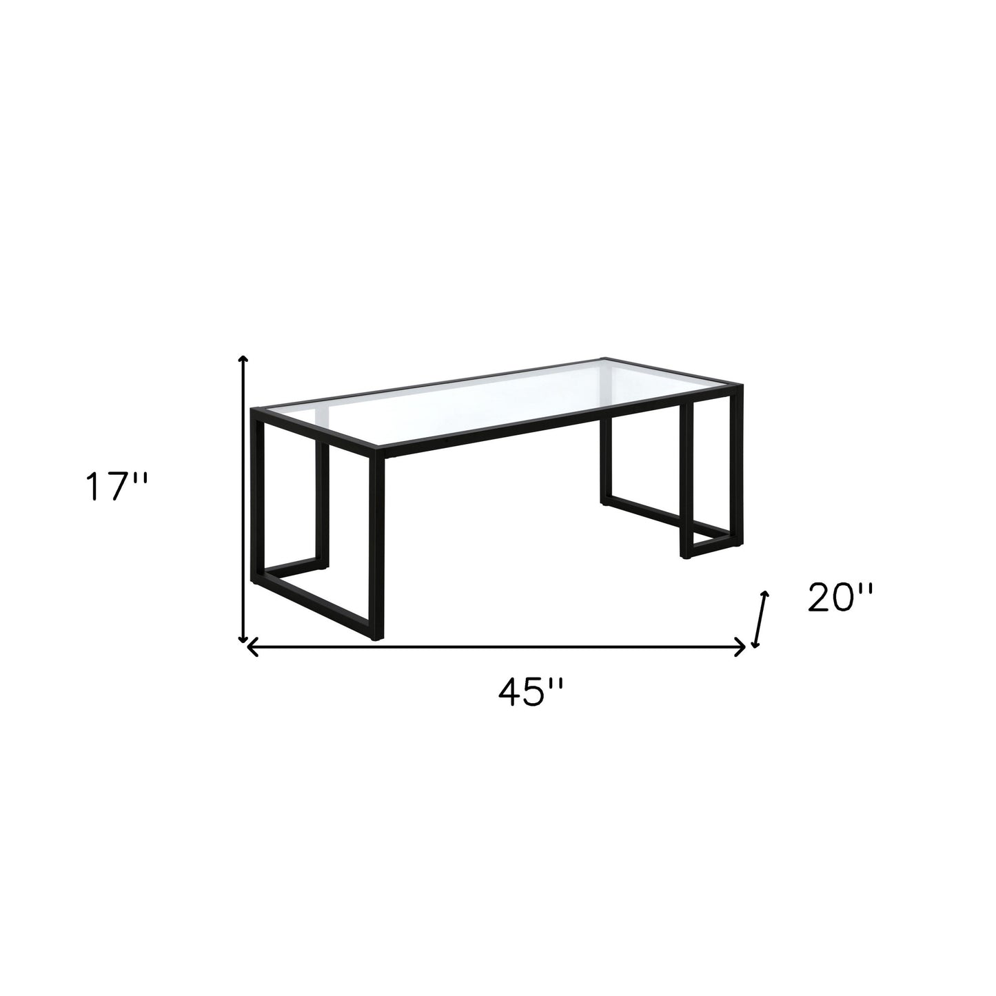 45" Black Glass And Steel Coffee Table