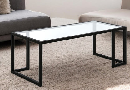 45" Black Glass And Steel Coffee Table