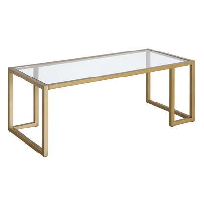 45" Gold Glass And Steel Coffee Table