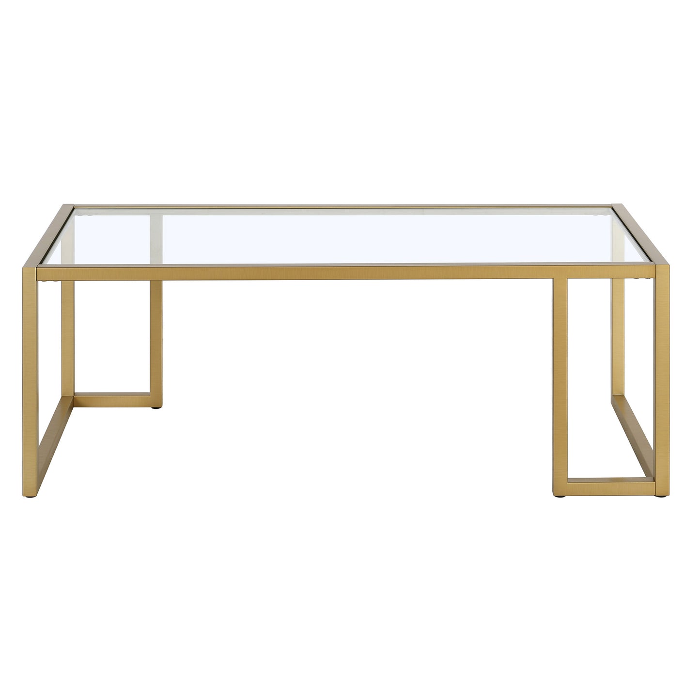 45" Gold Glass And Steel Coffee Table