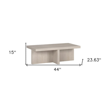 44" Alder White Wood Coffee Table