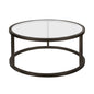 35" Black Glass And Steel Round Coffee Table